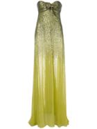 Oscar De La Renta Strapless Gown With Ombré Sequins - Green