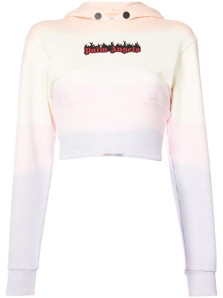 Palm Angels Rainbow Burning Logo Cropped Hoodie - Multicolour