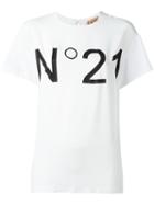 No21 Logo Print T-shirt, Women's, Size: 40, White, Silk/cotton/acetate