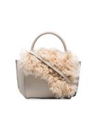 Atp Atelier White Montalcino Shearling Embellished Leather Crossbody