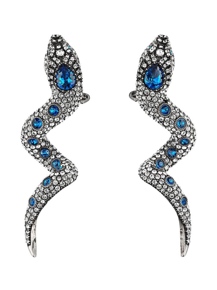 Gucci Crystal-embellished Snake Earrings - Blue