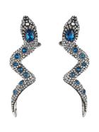 Gucci Crystal-embellished Snake Earrings - Blue