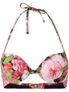 Dolce & Gabbana Rose Print Underwired Bikini Top, Women's, Size: 3, Pink/purple, Polyamide/spandex/elastane