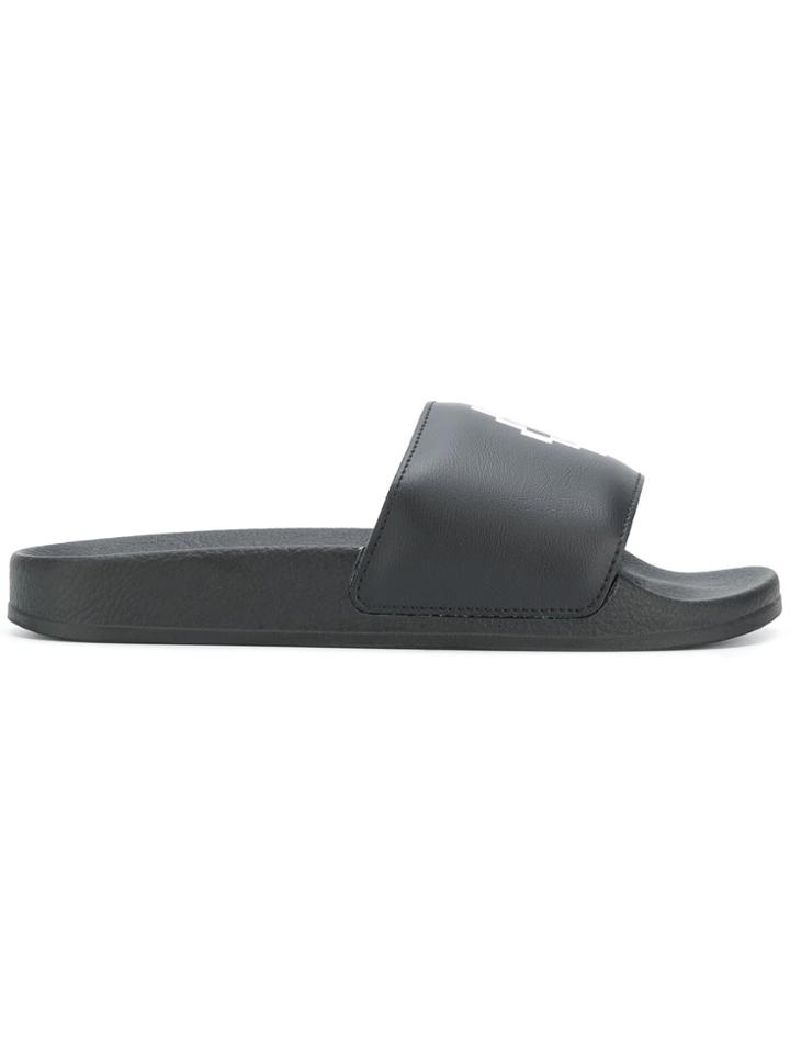 Marcelo Burlon County Of Milan Logo Slider Sandals - Black