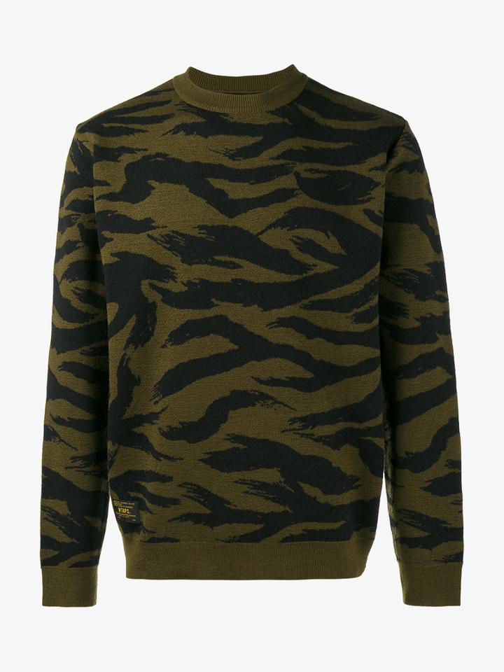 Wtaps Animal Print Jumper, Men's, Size: Large, Green, Wool