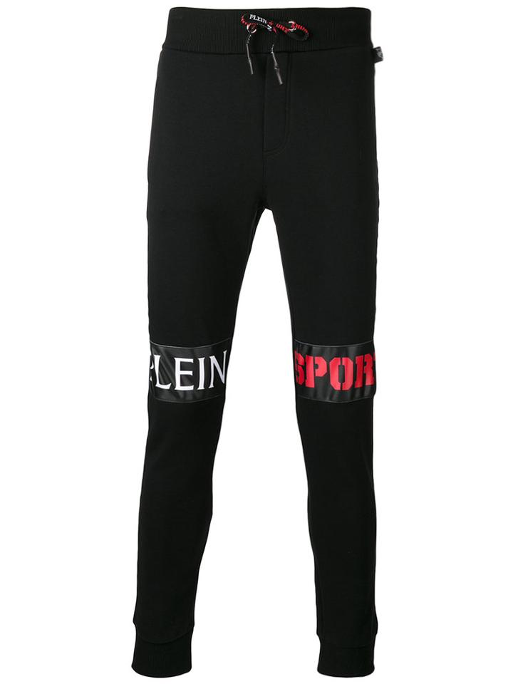 Plein Sport Legs Logo Sweatpants, Men's, Size: Medium, Black, Cotton/polyester