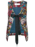 Marques'almeida - Floral Tied Waistcoat - Women - Polyester/acetate/cupro - M, Blue, Polyester/acetate/cupro