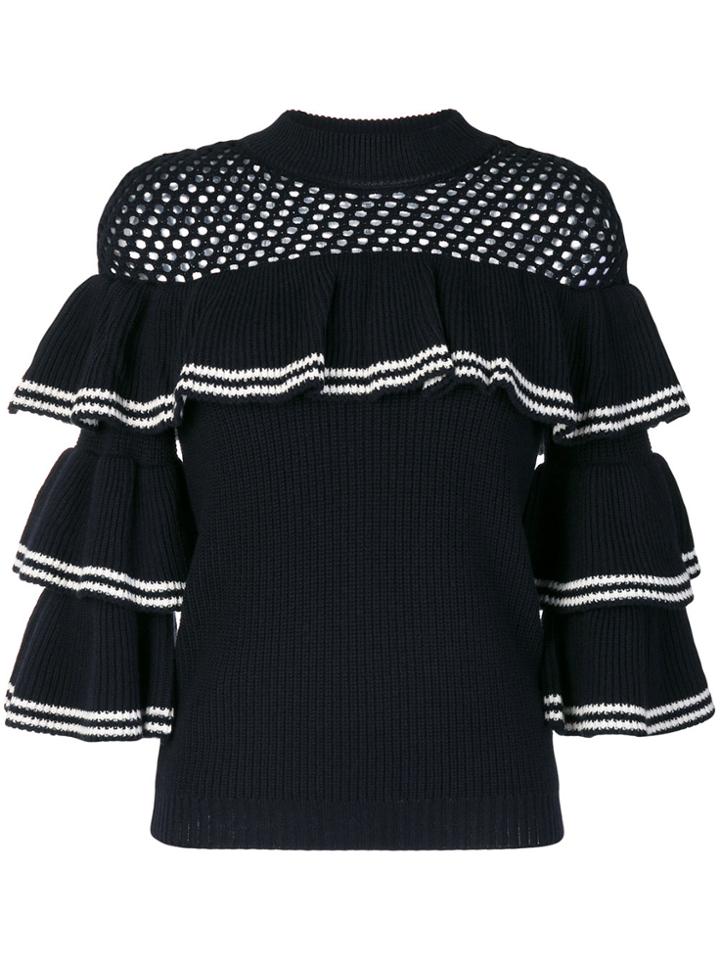 Self-portrait Layered Knitted Top - Blue
