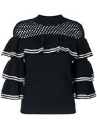Self-portrait Layered Knitted Top - Blue