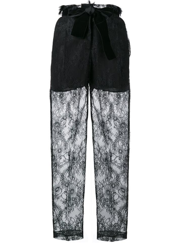 Philosophy Di Lorenzo Serafini Lace Sheer Trousers, Women's, Size: 42, Black, Polyamide/polyethylene