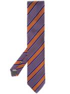 Canali Striped Print Tie - Orange
