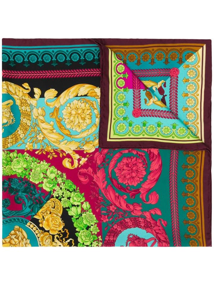 Versace Multicoloured Barocco Print Scarf - Pink