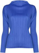 Pleats Please Issey Miyake High Neck Pleated Top - Blue
