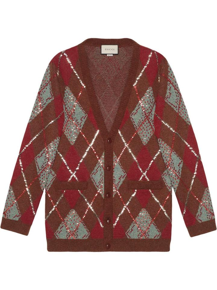 Gucci Cardigan A Rombi Oversize - Brown