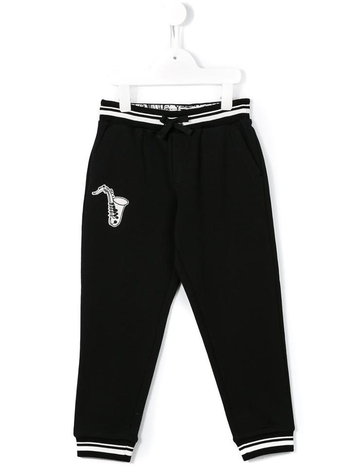 Dolce & Gabbana Kids Saxophone Jogging Bottoms, Boy's, Size: 6 Yrs, Black