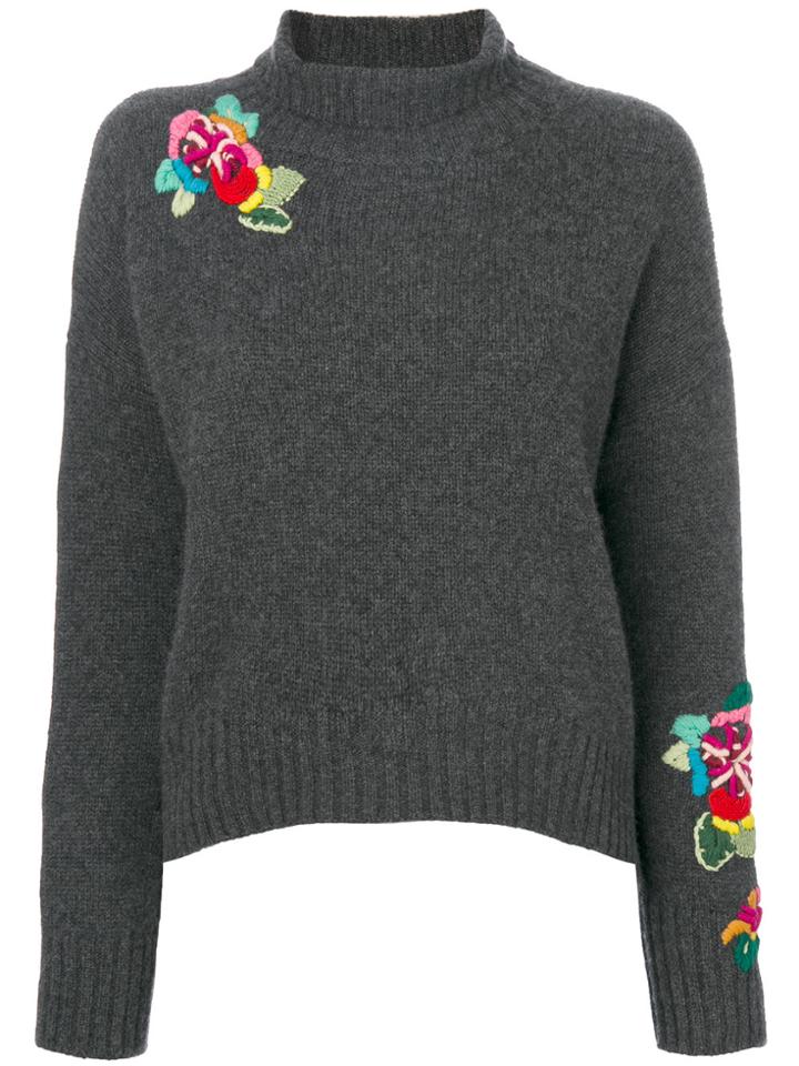 Ermanno Scervino Flower Embroidered Jumper - Grey