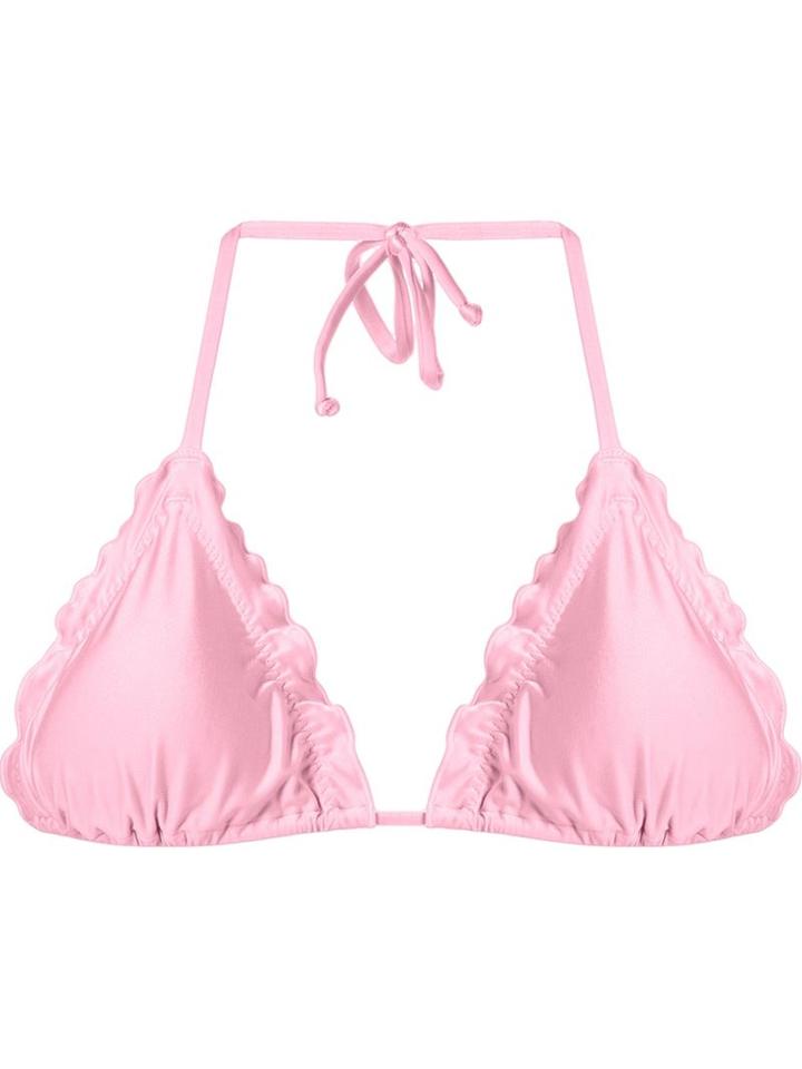 Skinbiquini Ruffled Trim Triangle Bikini Top, Women's, Size: P, Pink/purple, Polyamide/elastodiene