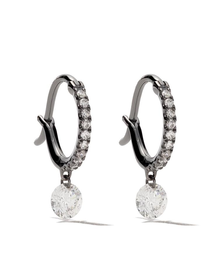 Raphaele Canot 18kt Black Gold Set Free Diamond Mini Hoops -