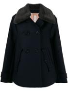 Nº21 Faux Fur Collared Coat - Blue