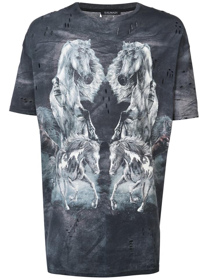 Balmain Horse Printed T-shirt - Black
