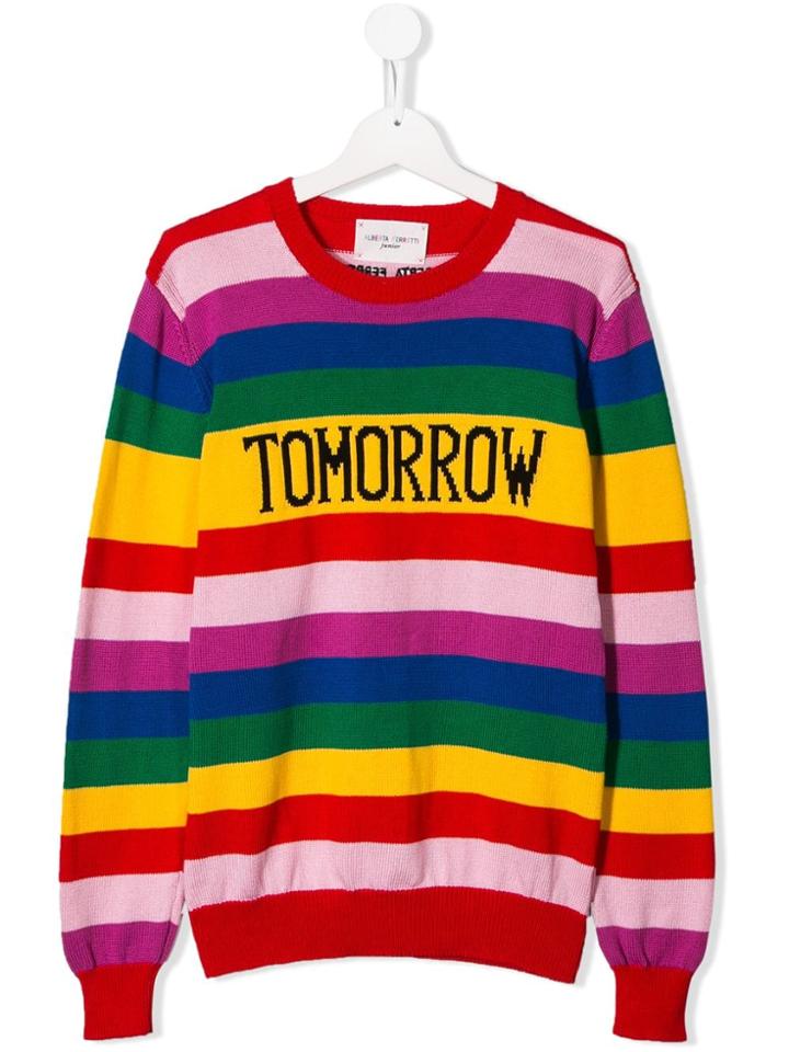 Alberta Ferretti Kids Teen Tomorrow Striped Jumper - Red