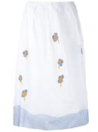 Jupe By Jackie Floral Embroidery Skirt, Women's, Size: Small, White, Cotton
