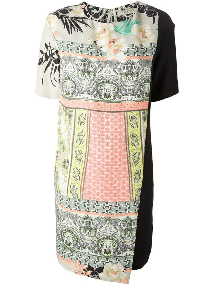 Etro Mixed Print Panelled Dress, Women's, Size: 48, Silk