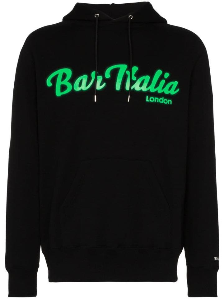 Sacai Bar Italia Print Hoodie - Black
