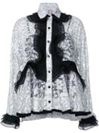 Antonio Marras Lace Ruffled Detail Shirt, Women's, Size: 46, White, Cotton/nylon/polyester/spandex/elastane