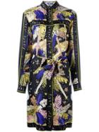 Emilio Pucci Palm Trees Print Shirt Dress, Women's, Size: 42, Black, Silk