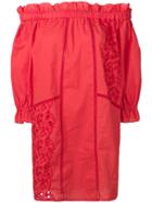 Ermanno Scervino Loose Fit Bardot Dress - Red