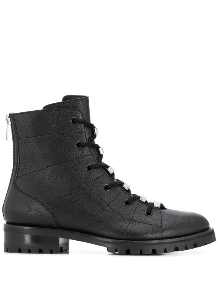 Jimmy Choo Bren Embellished Detail Lace-up Boots - Black