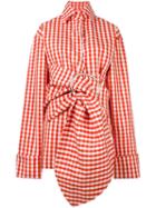 Marques'almeida Gingham Belted Jacket, Women's, Size: 8, Red, Cotton