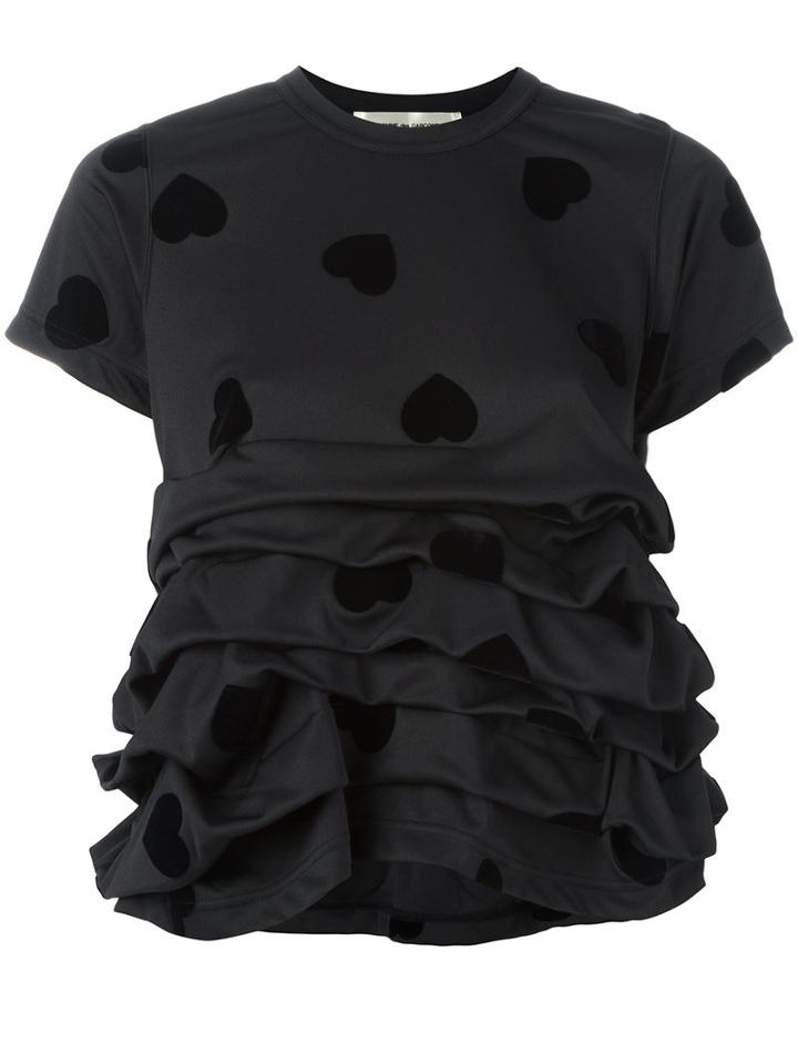 Comme Des Garçons Heart Gathered T-shirt, Women's, Size: Xs, Black, Polyester