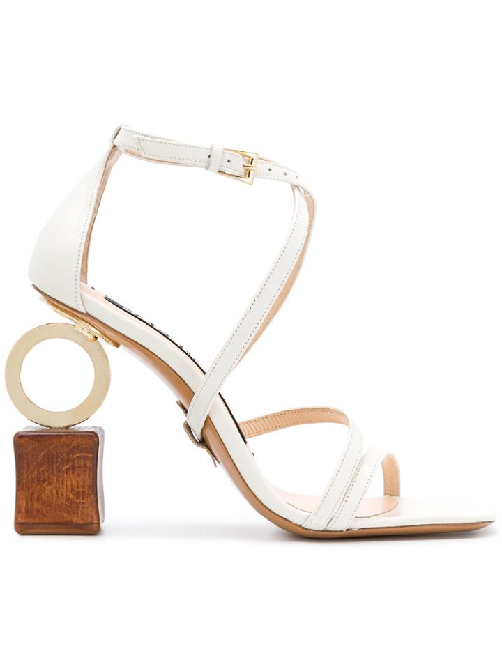 Jacquemus Strappy Block Heel Sandals - White