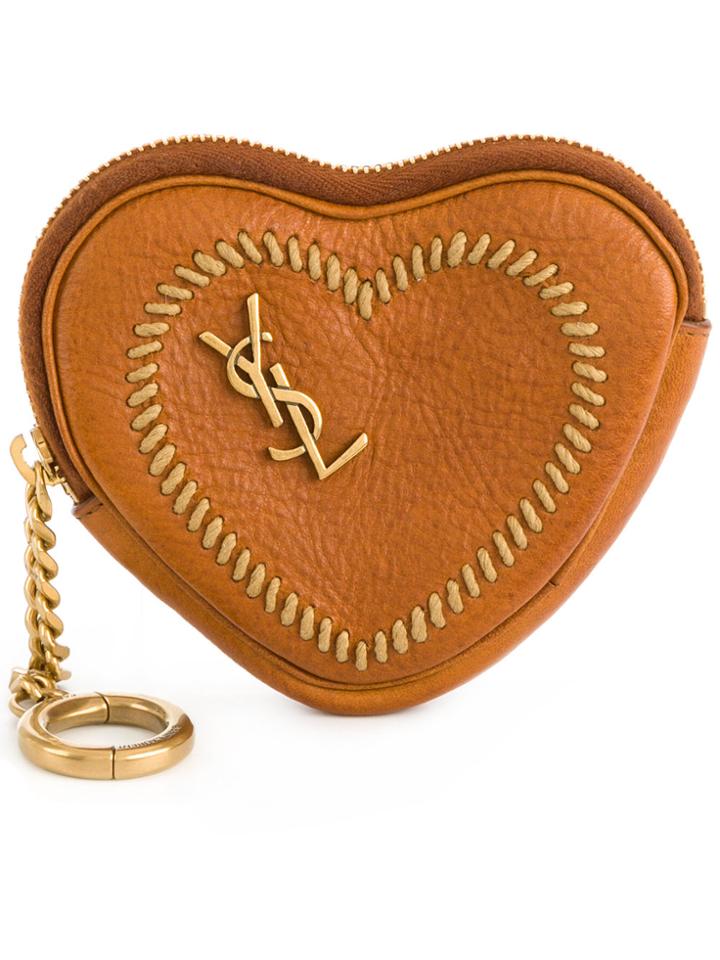 Saint Laurent Heart Coin Purse - Brown
