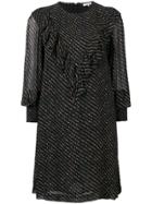 Ganni Georgette Printed Mini Dress - Black