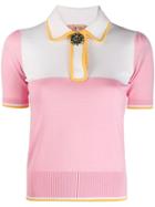 Nº21 Embellished Button Polo Shirt - Pink