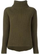 Odeeh Roll Neck Sweater, Women's, Size: 38, Green, Virgin Wool