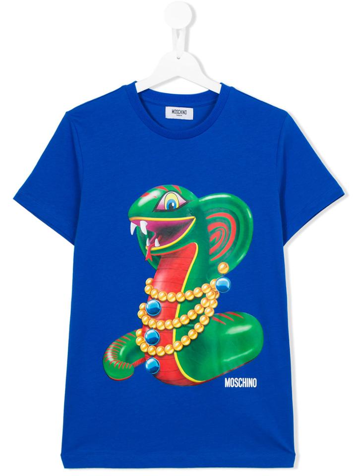 Moschino Kids Snake Print T-shirt - Blue
