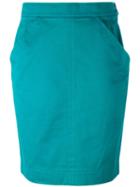 Yves Saint Laurent Vintage Fitted Mid-length Skirt, Women's, Size: 40, Blue