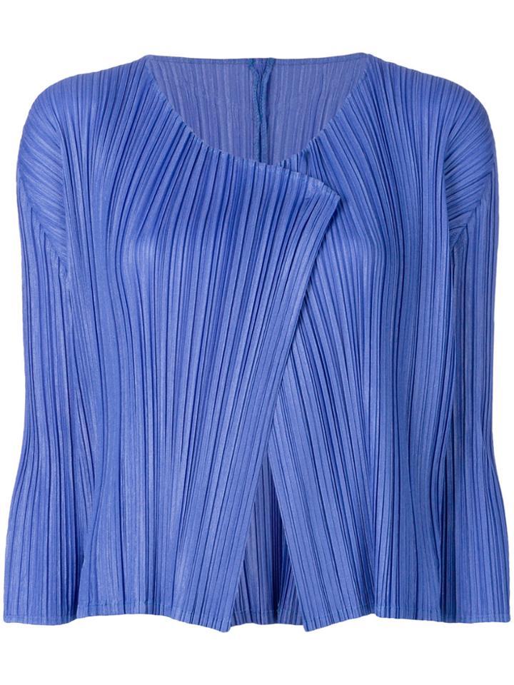 Pleats Please By Issey Miyake Front Lapels Jacket - Blue