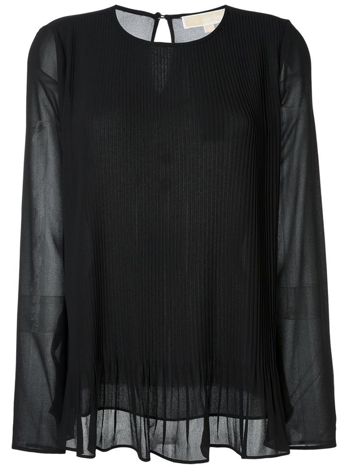 Michael Michael Kors Plissé Blouse, Women's, Size: Small, Black, Polyester