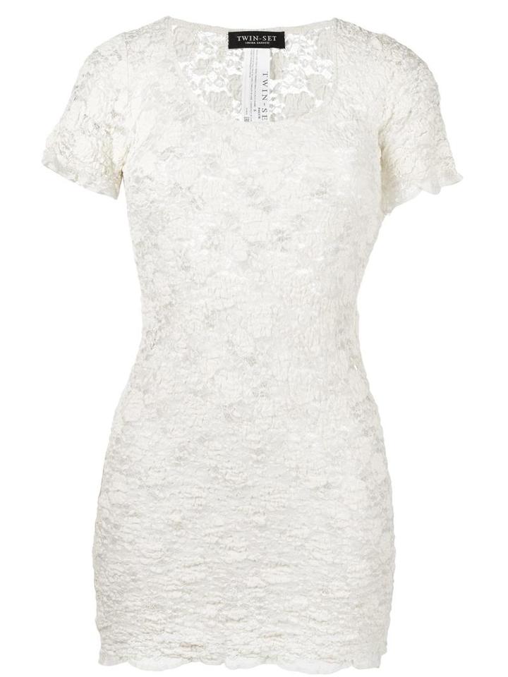 Twin-set Floral Lace T-shirt, Women's, Size: Xs, Nude/neutrals, Polyamide/spandex/elastane