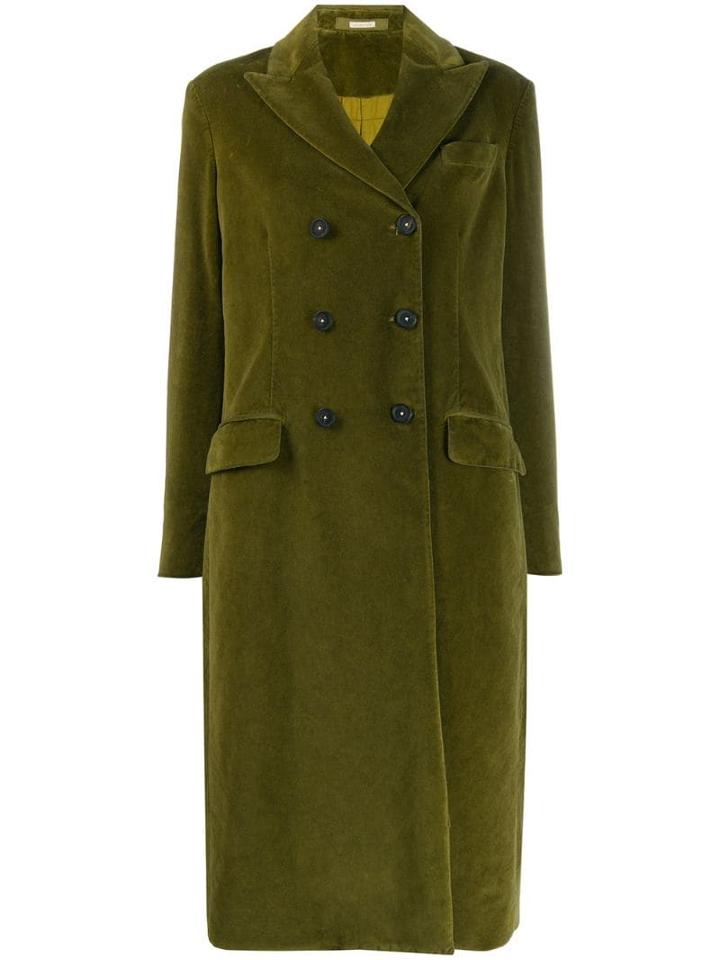 Massimo Alba Textured Double-breasted Coat - Green