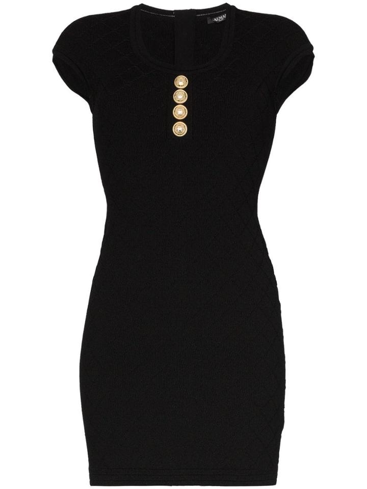 Balmain Knitted Mini Dress - Black