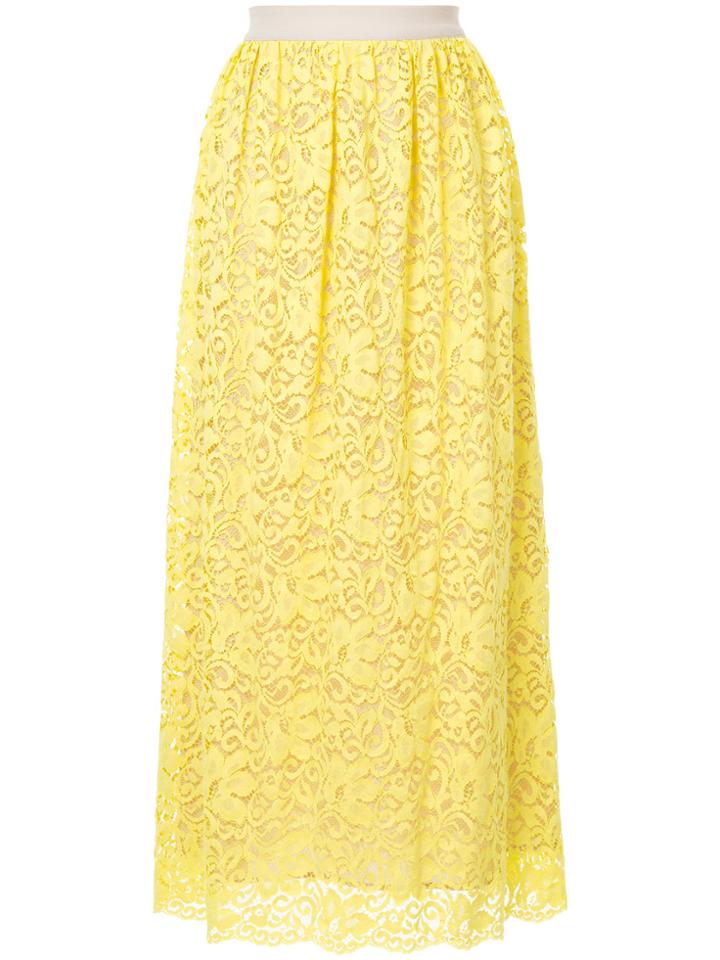 Han Ahn Soon High-waisted Scalloped Skirt - Yellow & Orange
