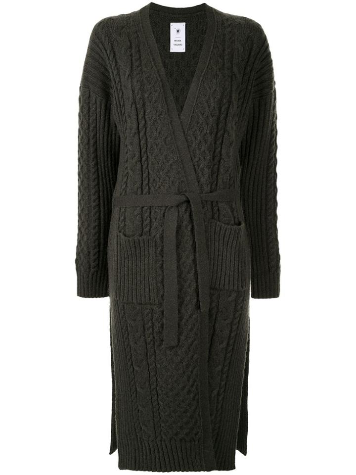 Maison Mihara Yasuhiro Cable-knit Long Cardi-coat - Green