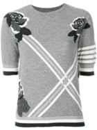Thom Browne Rose Intarsia Cashmere Tee Shirt - Grey