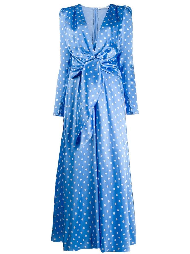 Alessandra Rich Polka Dot Satin Dress - Blue